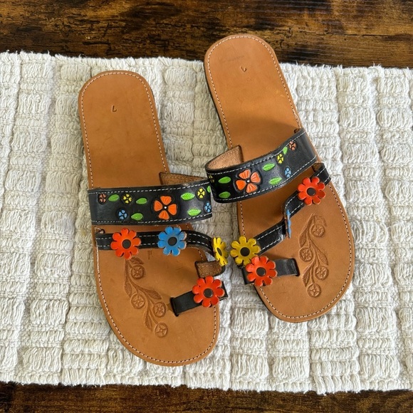 Mexican floral huaraches Sandals Size 10 - Picture 1 of 10